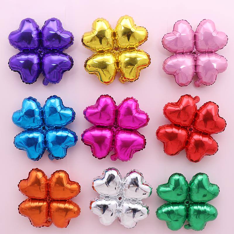 Four Leaf Straw Aluminum Film Balloon Arch Decoration Shop Opening Bar Celebration Party Birthday Decor Heart Shaped Balloon