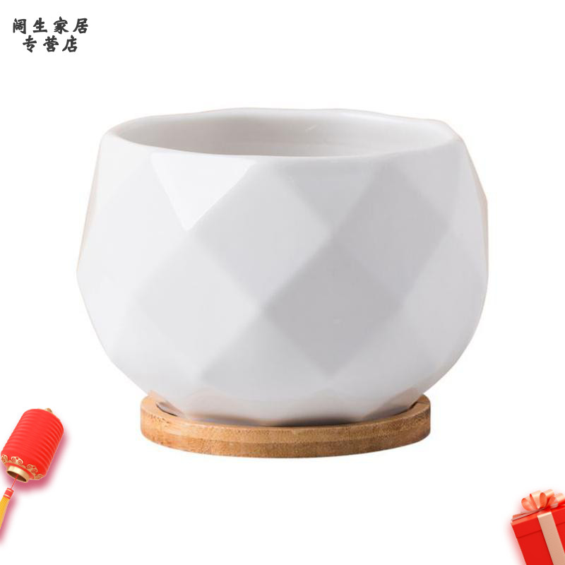 Fleshy flowerpot trumpet hundreds of white ceramic ware has contracted the and I large - diameter basin suit combination with tray