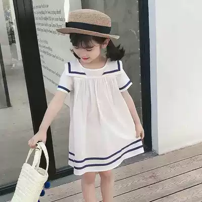 Girls ' Summer Dress Western style 2-9 years old 4 Baby 5 children 6 Navy style 3 children 7 Cotton Princess one-piece skirt 8