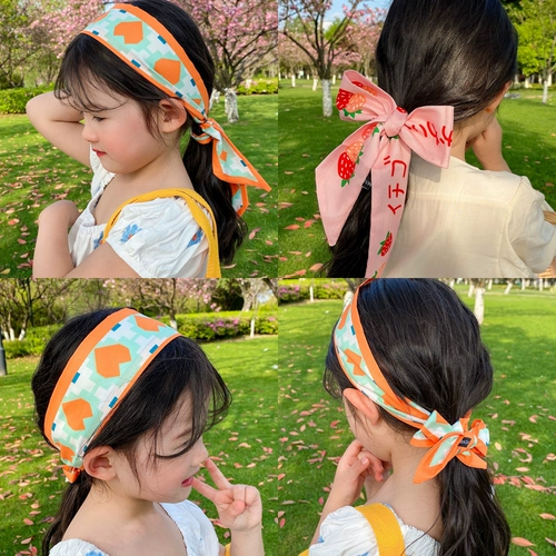 Детский шелковый шарф, волосы с женской корейской девушкой с маленькой девочкой, милой длинной лентой, волосами для волос верево