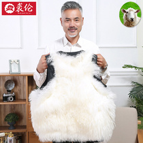 Beach wool leather vest mens fur one-piece middle-aged and elderly cotton vest plus velvet thickened winter warm dad Ye horse clip