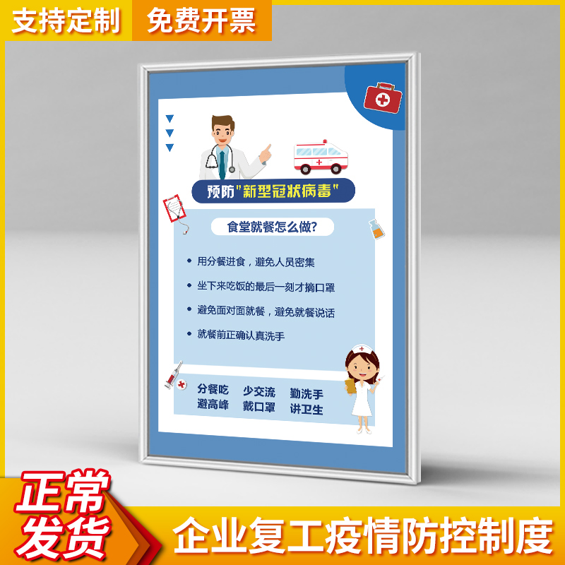 Canteen dining on how to make a safe production system Card outbreak prevention and control Risk informed card Prevention 6s Advocacy Wall Chart Fire Signs Bulletin Board Advertising Posters customized
