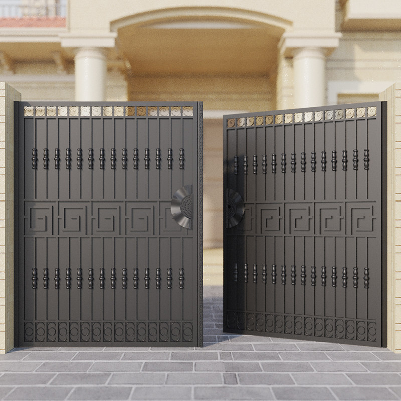 Villa courtyard gate stainless steel outdoor single and double doors self-built house fence wrought iron gate country side door