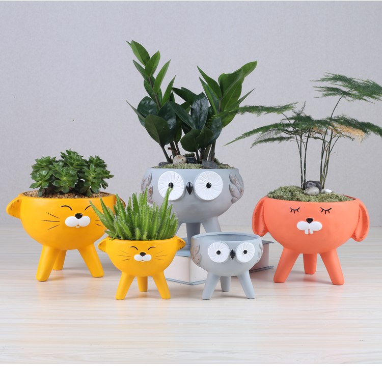 Hand color breathable balcony indoor money plant flower pot take foot more creative move, the flowerpot ceramic cartoon desktop pot