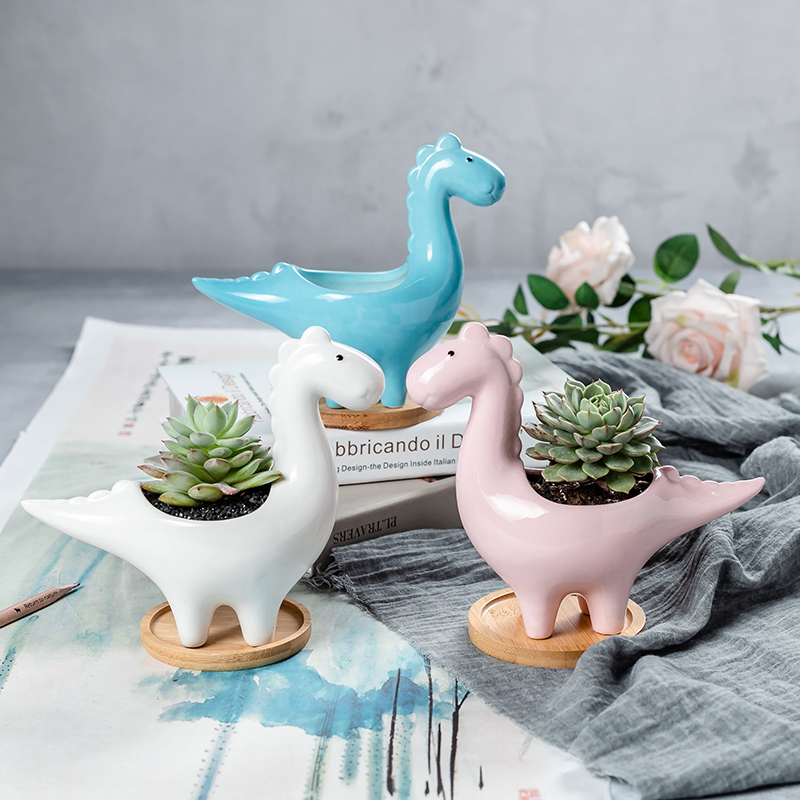 Contracted and creative move and lovely old running of meat flowerpot desktop trumpet with tray was the plants more white basin ceramic breathe freely