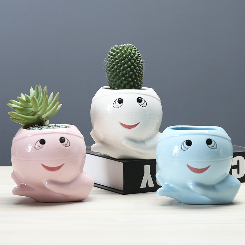 Express cartoon celestial being fleshy flowerpot creative move indoor ceramic flower pot the plants breathe freely, small desktop