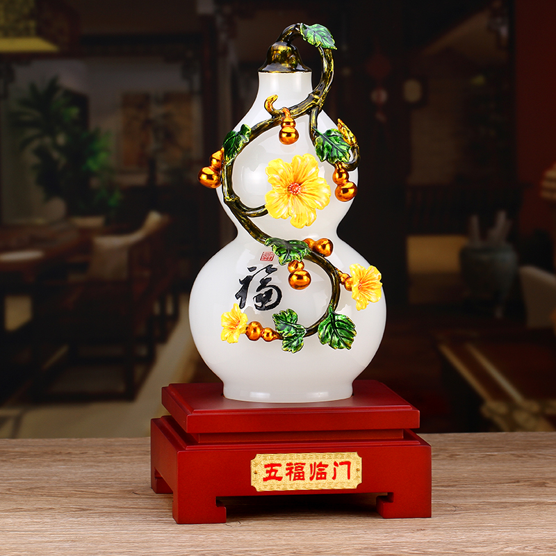 Enamel Color White Jade Hyacinth Pendulum 5 Flinen Opening door Opening Joe Gift Living Room Wine Cabinet Xuanguan TV Cabinet Decoration