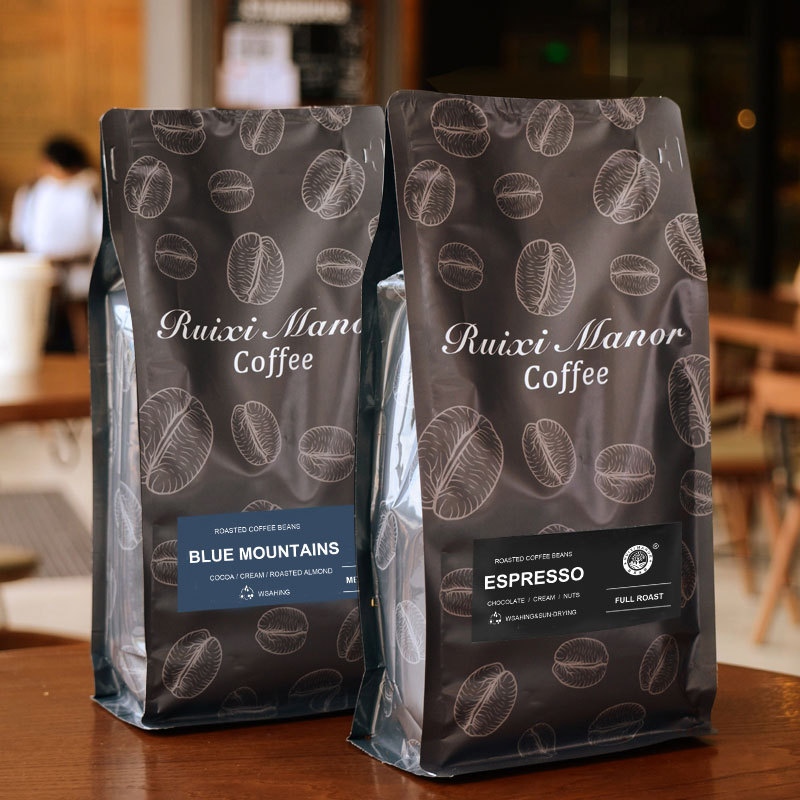 Blue Mountain Flavor + Italian Espresso Beans Medium-Dark Roast Hand-Brewed American Latte Freshly Ground Black Coffee Powder Combination