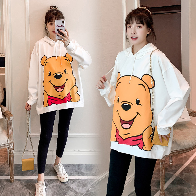 Large size gestation woman dress spring autumn long sleeve thick cotton T woman fashion cartoon little bear blouses MM200 catty for two sets