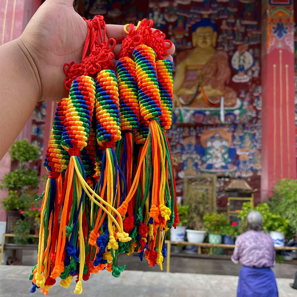 Tibetan five-color vajra knot warp knot hand-woven blessing peace and auspicious car ornaments ornaments