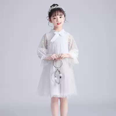 Girls dress dress Princess skirt thin lace skirt little girl children Korean mesh print spring and autumn