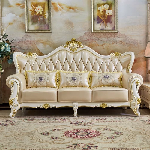 Кожаный диван Qiyu в европейском стиле, средняя и большая квартира, гостиная, комбинация первого слоя из воловьей кожи 123, диван из массива дерева, резная кожа, искусство