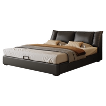 Aidian Italian minimalist large black cow leather bed modern simple light luxury high-end atmospheric bedroom storage soft package bed