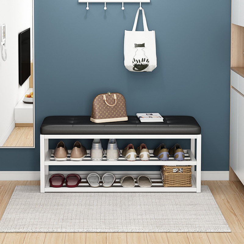 Such as the easy-to-floor cloister rack-rack integrated minimalist modern hanging clothes shelf Home Bedroom Multi-functional shoe changing stool