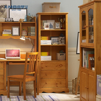 Ximengbao solid wood bookcase bookshelf pine wood childrens bookcase simple modern open storage cabinet with drawers