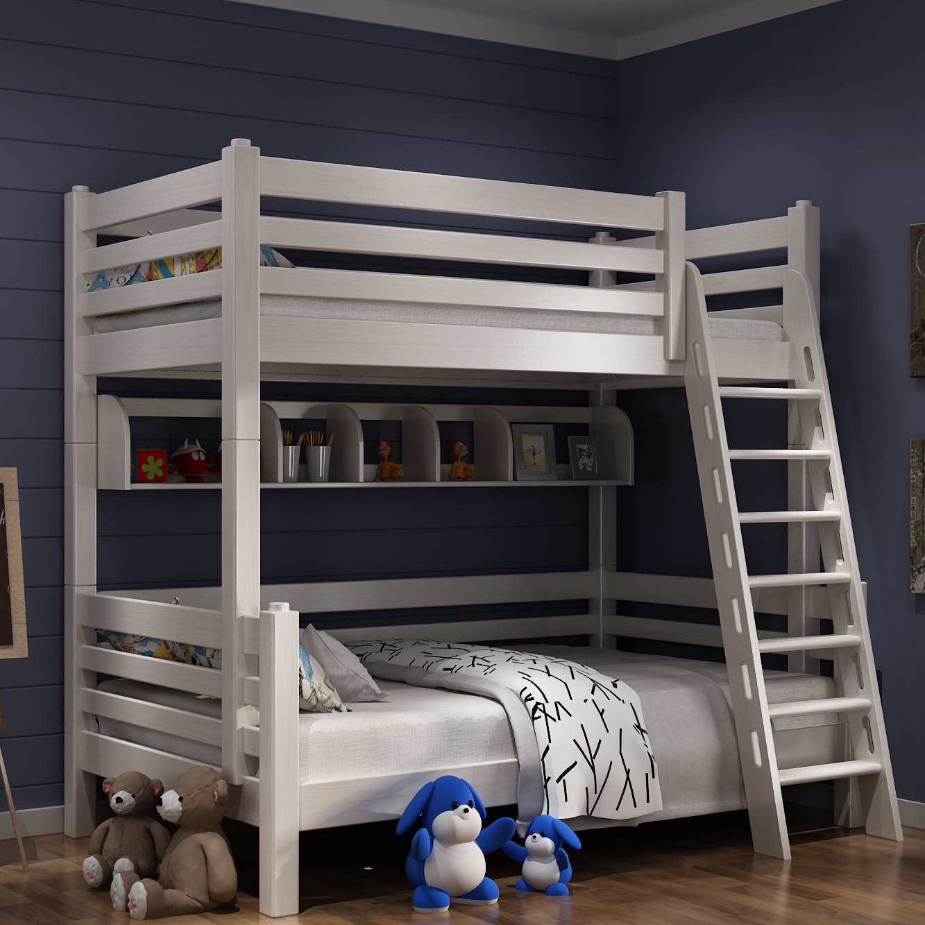 Colorful Life All solid wood Children Double beds Upper And Lower Bunk Beds Minimalist Style Safety Eco-friendly Carlehouse Series