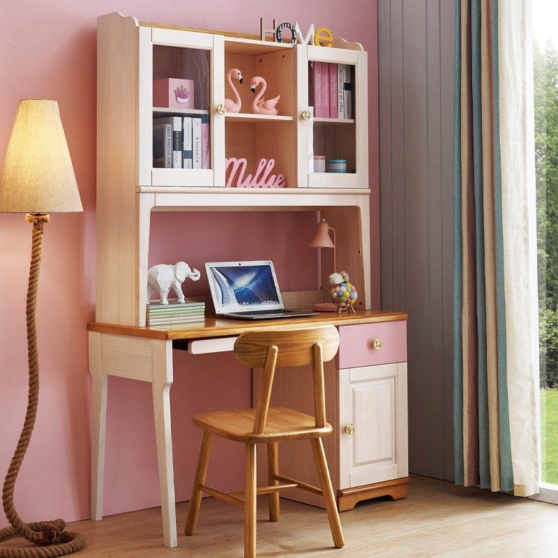 Children Desk Bookshelf Combined Teens Corner Desk Home Princess Girl Bedroom Storage Computer Desk