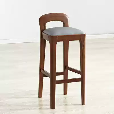 Bright furniture Modern new Chinese solid wood furniture Guest dining room Elm solid wood bar chair Solid wood bar stool