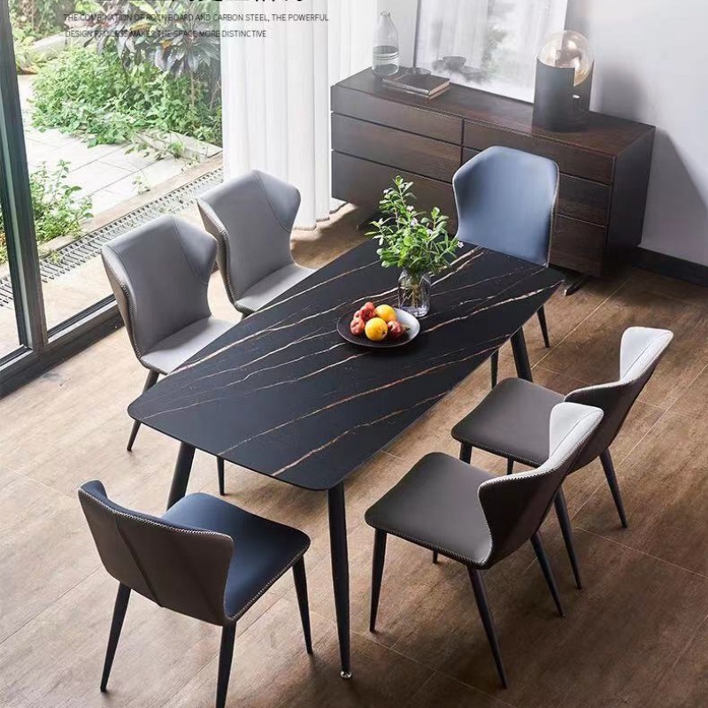 Nordic tranquil Italian minimalist rock slab dining table and chair combination modern simple dining table Home small apartment Nordic dining table