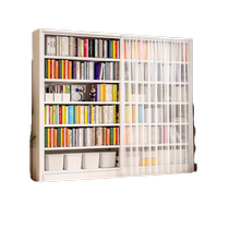 Wanyu bookshelf with dust-proof curtain library picture book storage rack floor-standing study multi-layer gauze curtain steel bookcase