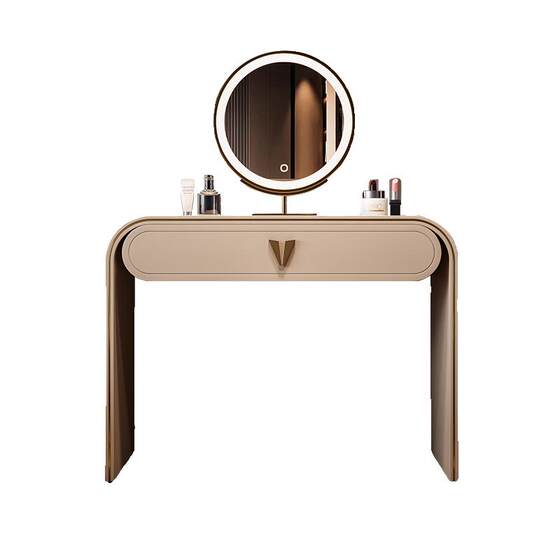Zoshe Italian-Style Minimalist Dressing Table, Modern and Simple, Cream-Colored, Suitable for Small Apartments, High-End Feel, All Solid Wood, Light Luxury