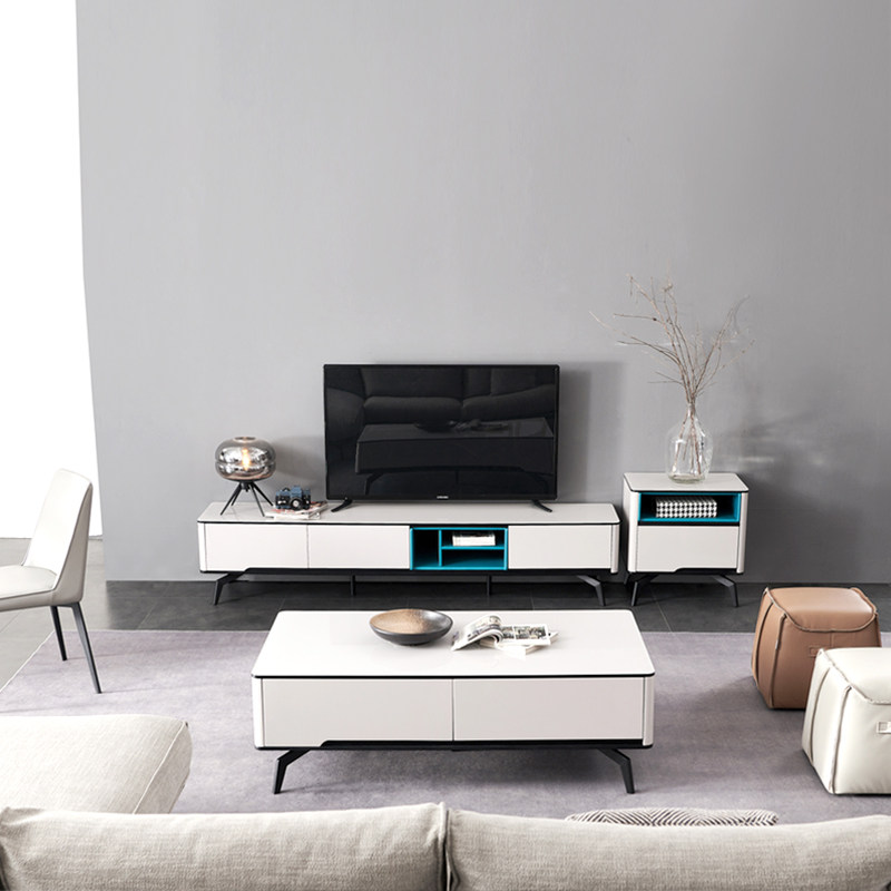 Pershan tempered glass coffee table TV cabinet combination modern simple living room tempered glass coffee table TV cabinet package