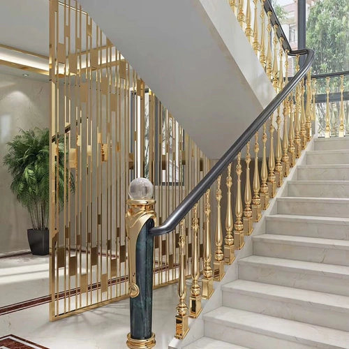 凯立佳 Современные металлические прямые перила для лестницы KLJ-067, алюминиевая художественная лестница, индивидуальная комбинация из массива дерева и мрамора