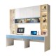Eisenai Solid Wood Double Desk and Bookshelf Combination, Light Luxury Modern Computer Desk and Bookcase Integrated Bedroom Study Table