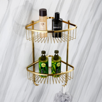 Laufen brushed gold double-layer triangle basket with hook storage basket mesh basket high-end bathroom pendant Nordic gold