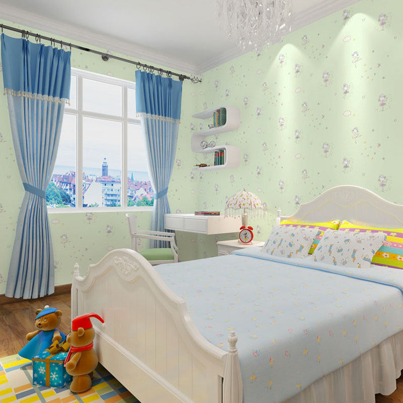 Yulan children's room wallpaper non-woven girl's room bedroom background wall modern cartoon romantic wallpaper fairy