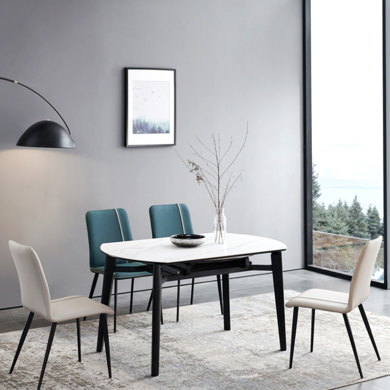 Perchamp soft-fitted solid wood dining table combined modern minimalist home solid wood retractable round table and chairs combined 660 Chengdu