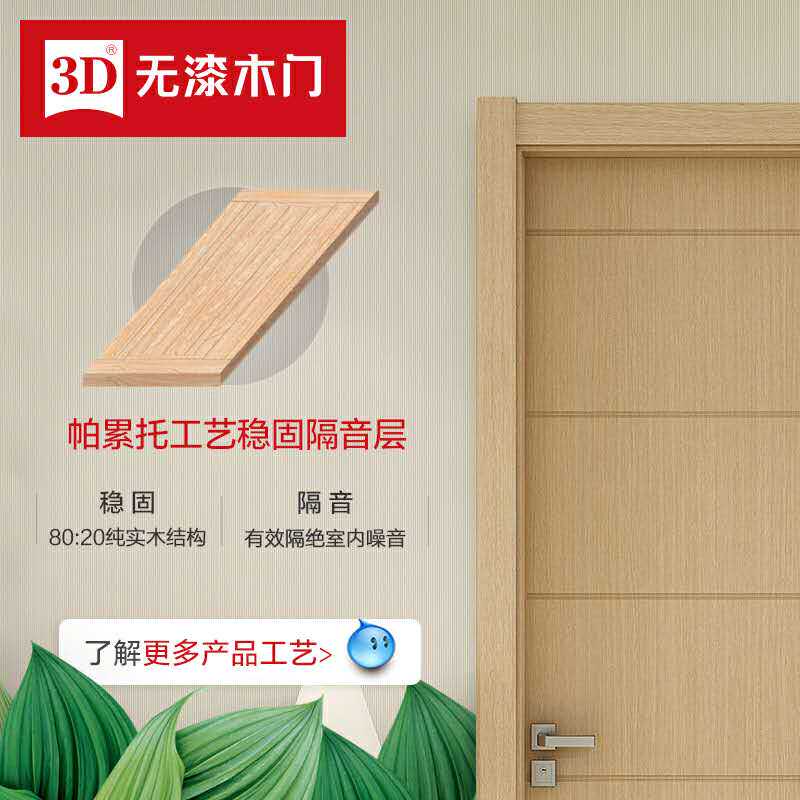 3D Lacquered Wood Door Bedroom Door Suit Indoor Door Solid Wood Composite Door Solid Wood Composite Wood Door Custom Room Door D-743