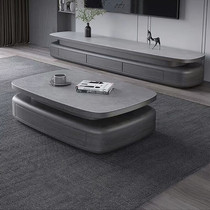 Zhen leather Italian light luxury slate TV cabinet coffee table combination modern simple living room bedroom solid wood TV cabinet