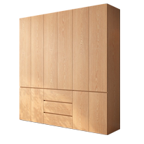 Muzue solid wood flat door wardrobe bedroom home 2024 new hot style simple small apartment oak childrens wardrobe