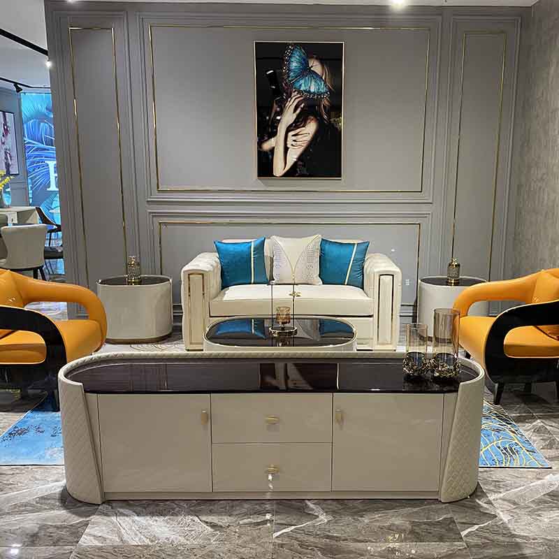 Forristo modern simple light luxury living room TV cabinet coffee table combination floor cabinet fashion new TC080