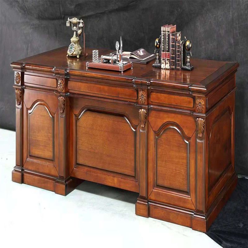 The modern minimal fashion multi - purpose two - home business three - draw discharge computer solid wood KX1 boss table