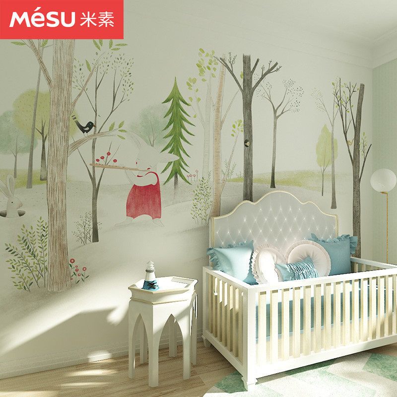 Misu 3d stereoscopic children's room wallpaper mural Dream children's bedroom background wall seamless mural seven star small tree