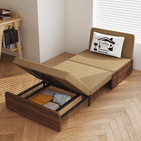 Gloria Star estilo antiguo chino plegable de una pieza telescópico de doble uso estudio peine color nogal 1,5 m pequeño apartamento sofá cama