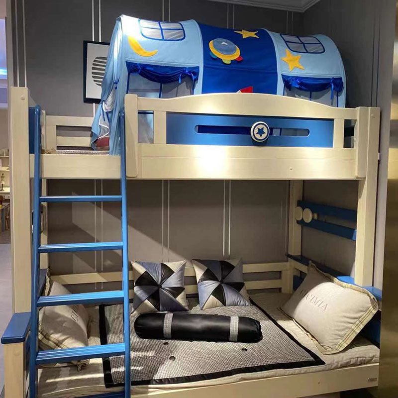 West Hemian Children's Bed Boy Girl Princess Room Single High Box Storage Solid Wood Feet Combined Suit Light Lavish