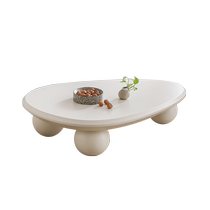 Qiliwu French Cream Style Banana Leaf Tea House Modern Simple Light Luxurious High-end Internet Celebrity Small Coffee Table