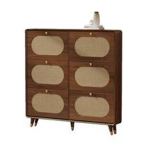 Beiju imitation rattan shoe cabinet solid wood frame home entrance entrance cabinet simple Chinese style ultra-thin tipping bucket storage storage cabinet