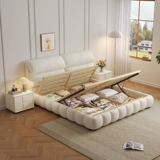 Кремовая двуспальная кровать кожаная кровать Yuqin French Style