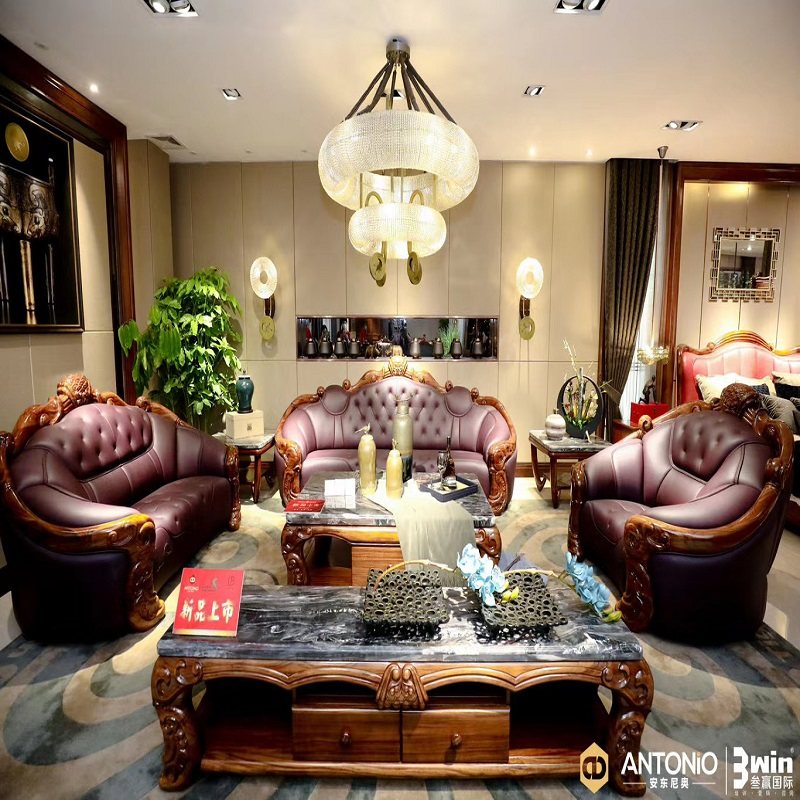 Antonio Land Rover Triumph S902 ebony wood furniture living room 4 sets-sofa 1 long table 1 square coffee table 1 base cabinet 1