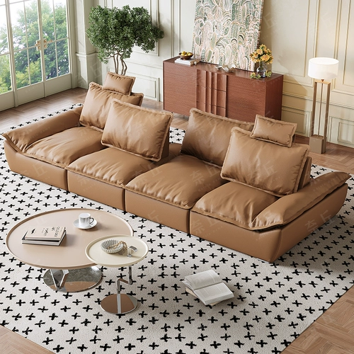 Регулируемый минималистичный кожаный большой диван, воловья кожа
