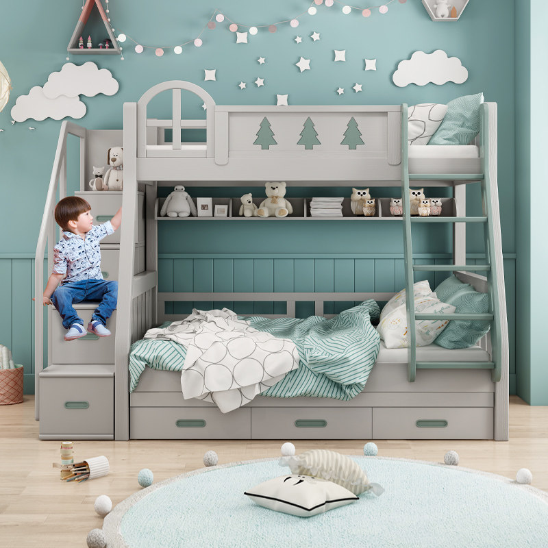 Nordic full solid wood Children's beds bunk beds bunk beds Double beds Two-bed bunk beds Double beds High and low beds multifunction