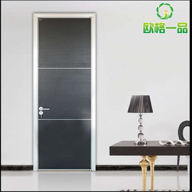 Ouge yipin new ecological wooden door aviation aluminum alloy material black embossed indoor bedroom door set customized