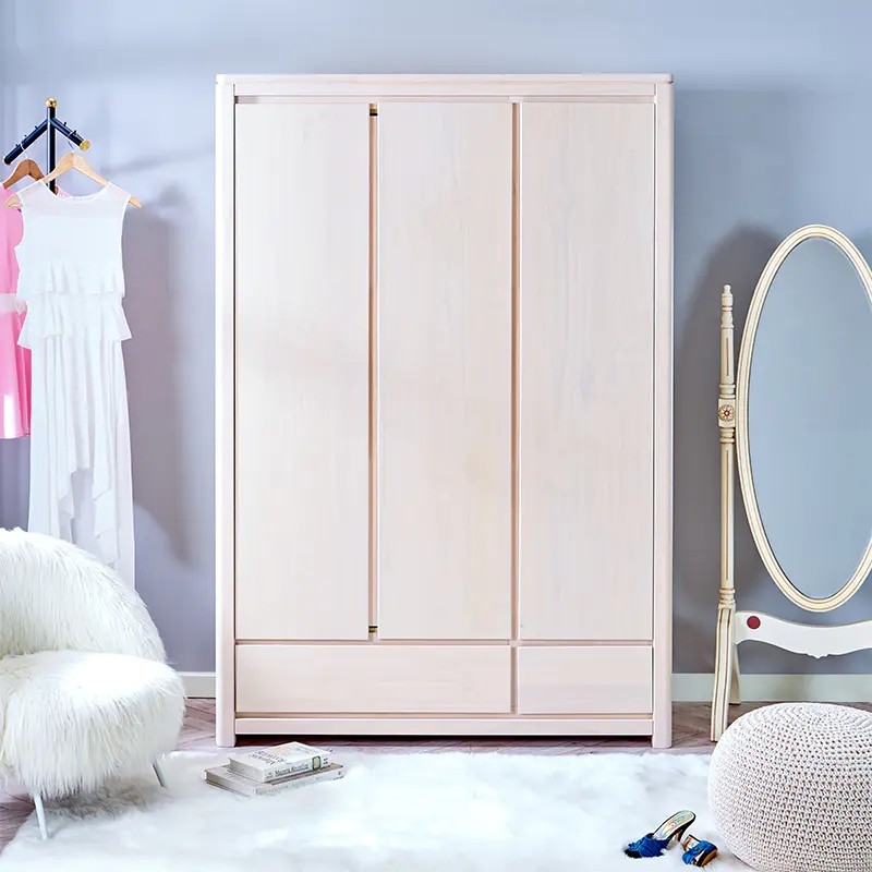 Happy Dream Treasure Full Solid Wood Wardrobe Modern Brief About Three Doors Wardrobe Pine Wood Children Wardrobe Three Doors Wardrobe Mint