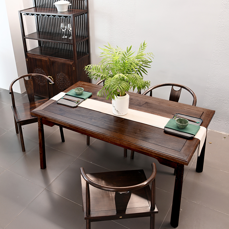 The Summer Palace Modern New Chinese Black Honolulu Small Dining Hall 1 table 4 The dining chair dining room is applicable