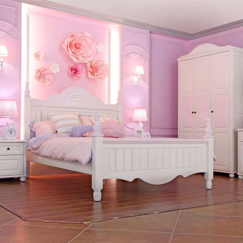 Cool Comics Children's Furniture Pink Macaron Children's Bed Girl Bed Princess Bed Children Room Furniture Innate