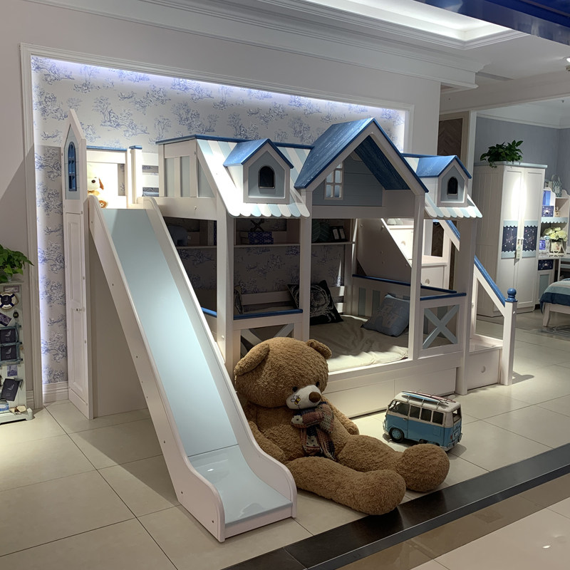 Star Sox American modern minimalist teenage boy solid wood bed 2 m Children's bed high and low bed solid wood pine wood bed